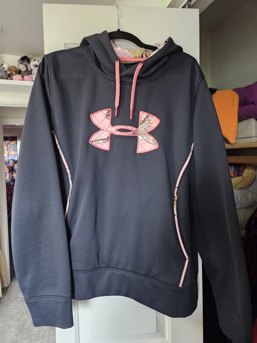 Under Armour Black Hoodie with Pink Trim and Camouflage Lining
